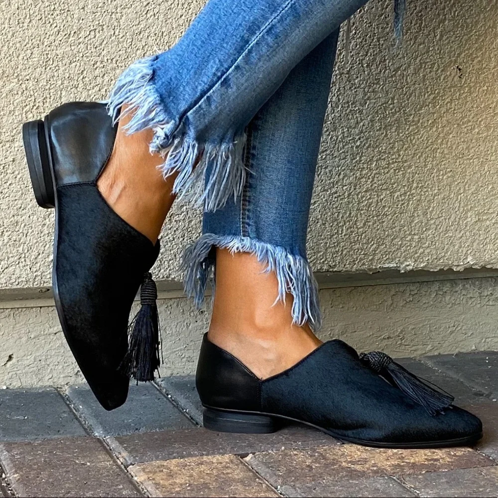 Anthropologie Black Tassel Loafers